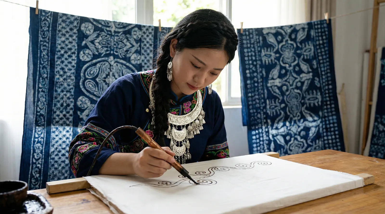 蜡染艺术传承 - 少妇视频 呈现